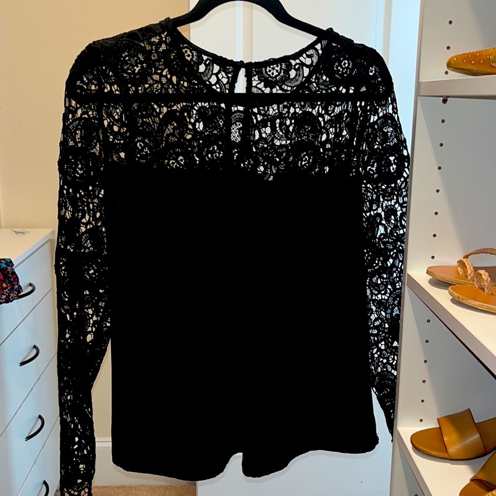 J.crew black lace detail top, size small